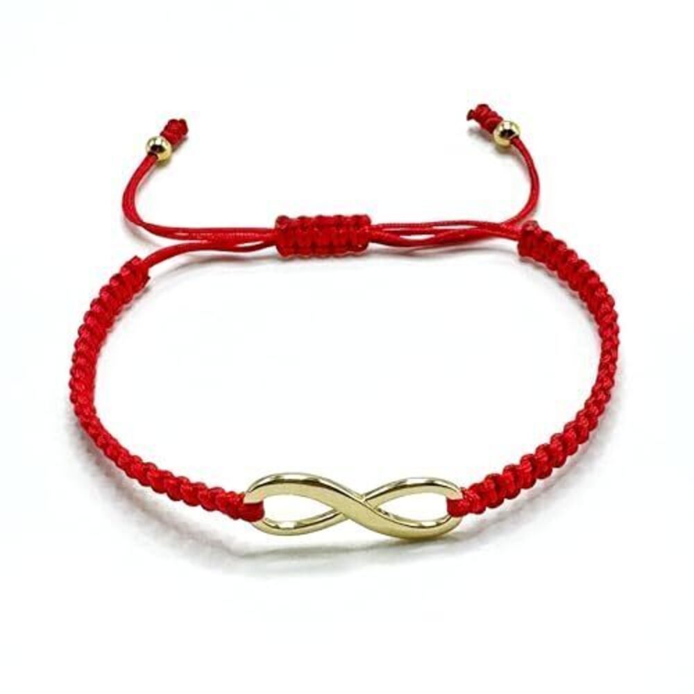 6949 Handmade Infinity Symbol Macrame Bracelet – Adjustable Red Cord